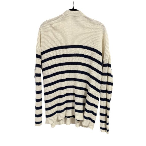 Madewell V-Neck Button-Front Long Blue White Stripe Cardigan Sweater Size M - Picture 5 of 7